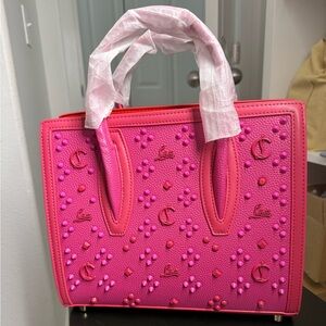 NWT-Christian Louboutin Pink Paloma Top handle Studded Embellished Tote